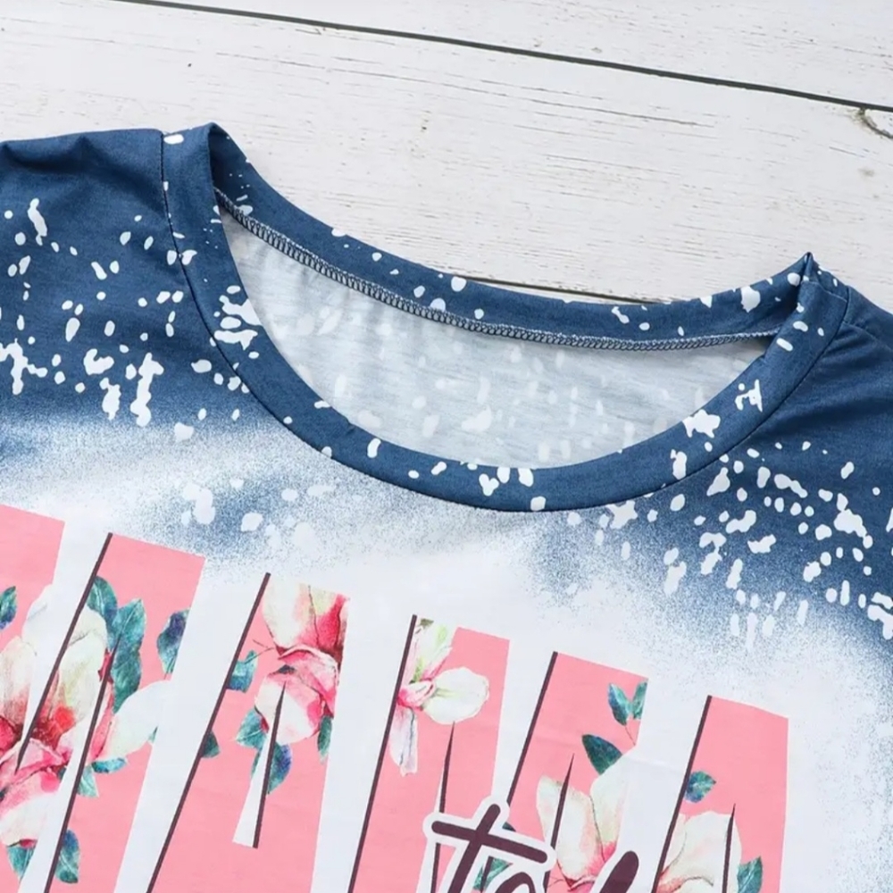 NWT !! Women's Plus Size Casual Blue Graphic Lettering Fashion Top!!💖💖 - Picture 7 of 12